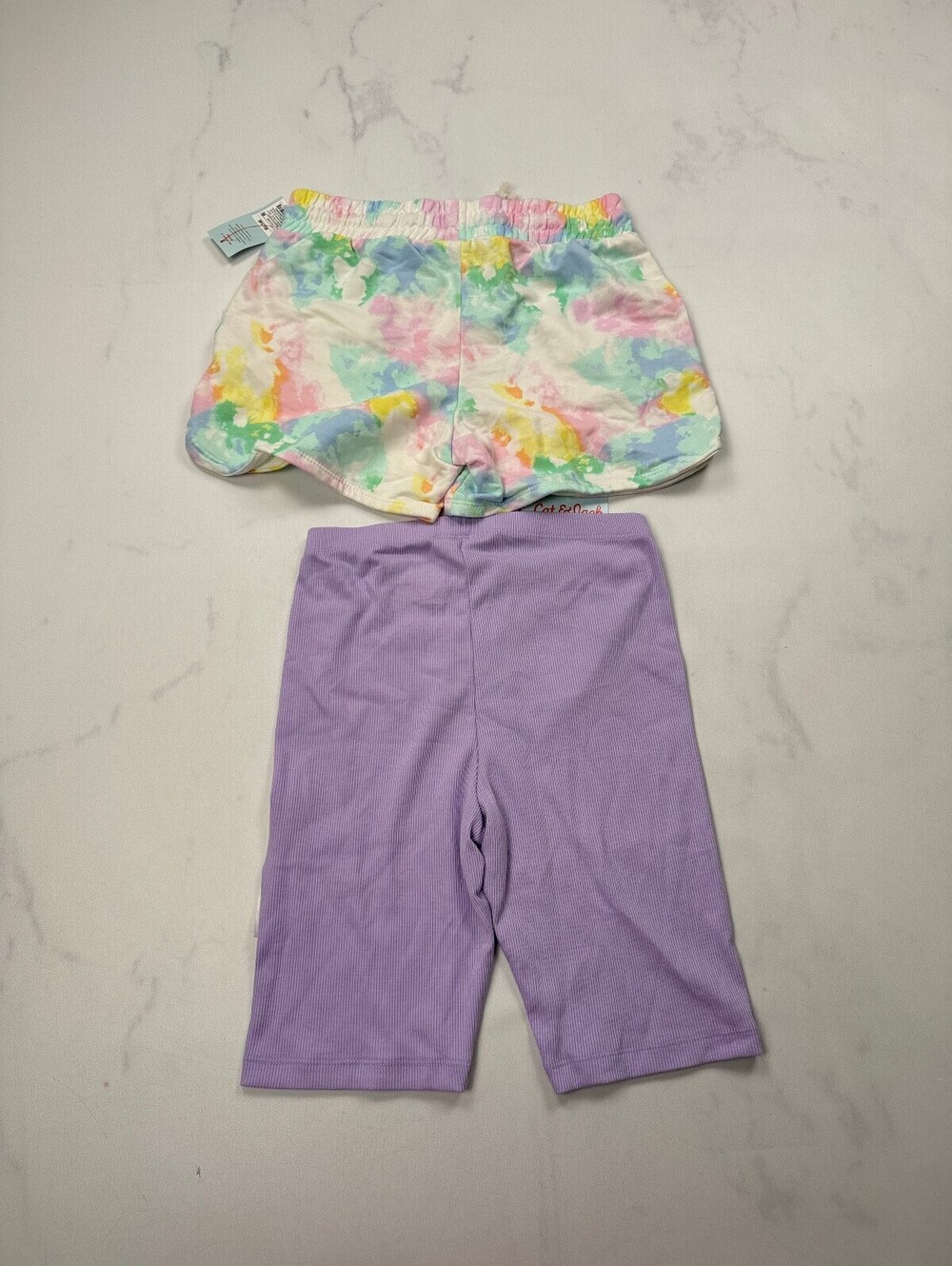 Cat & Jack Printed Athletic Shorts Pastel Modern Trendy Bundle of 2 - Girls XL